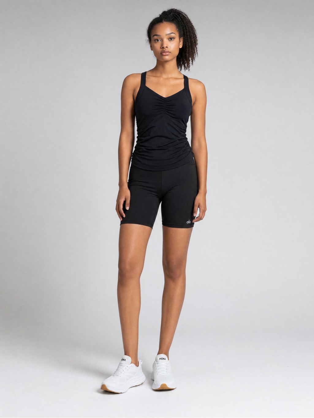 Ally Ruched Scoop Neck Active Wear Cami Tank Top Pickle Ball Running Sporty Gym — image 2 of 8
